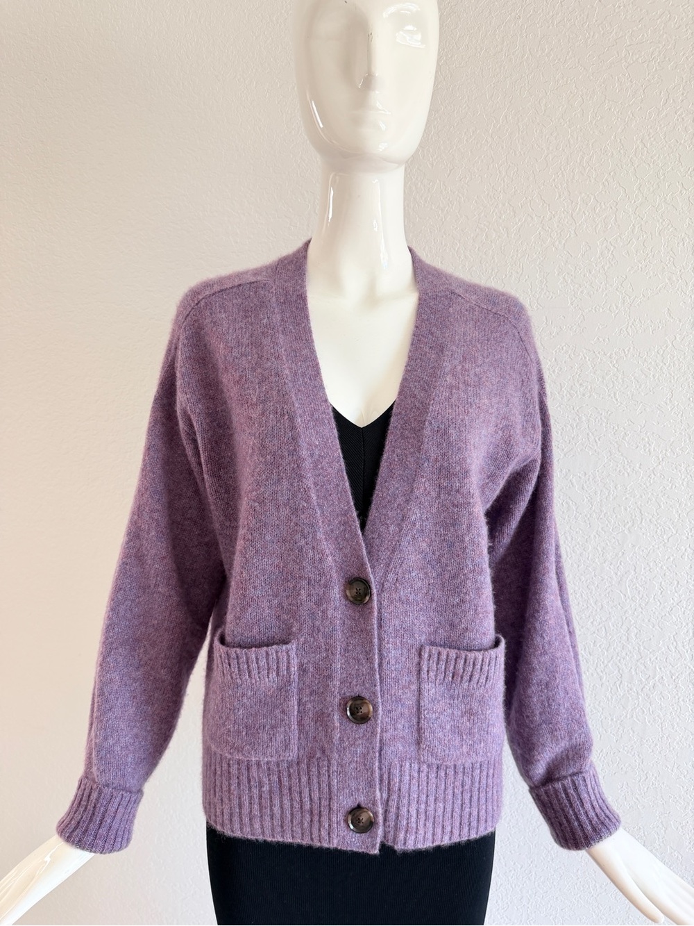 Banana Republic Lavender Button-Front Pocket Cardigan